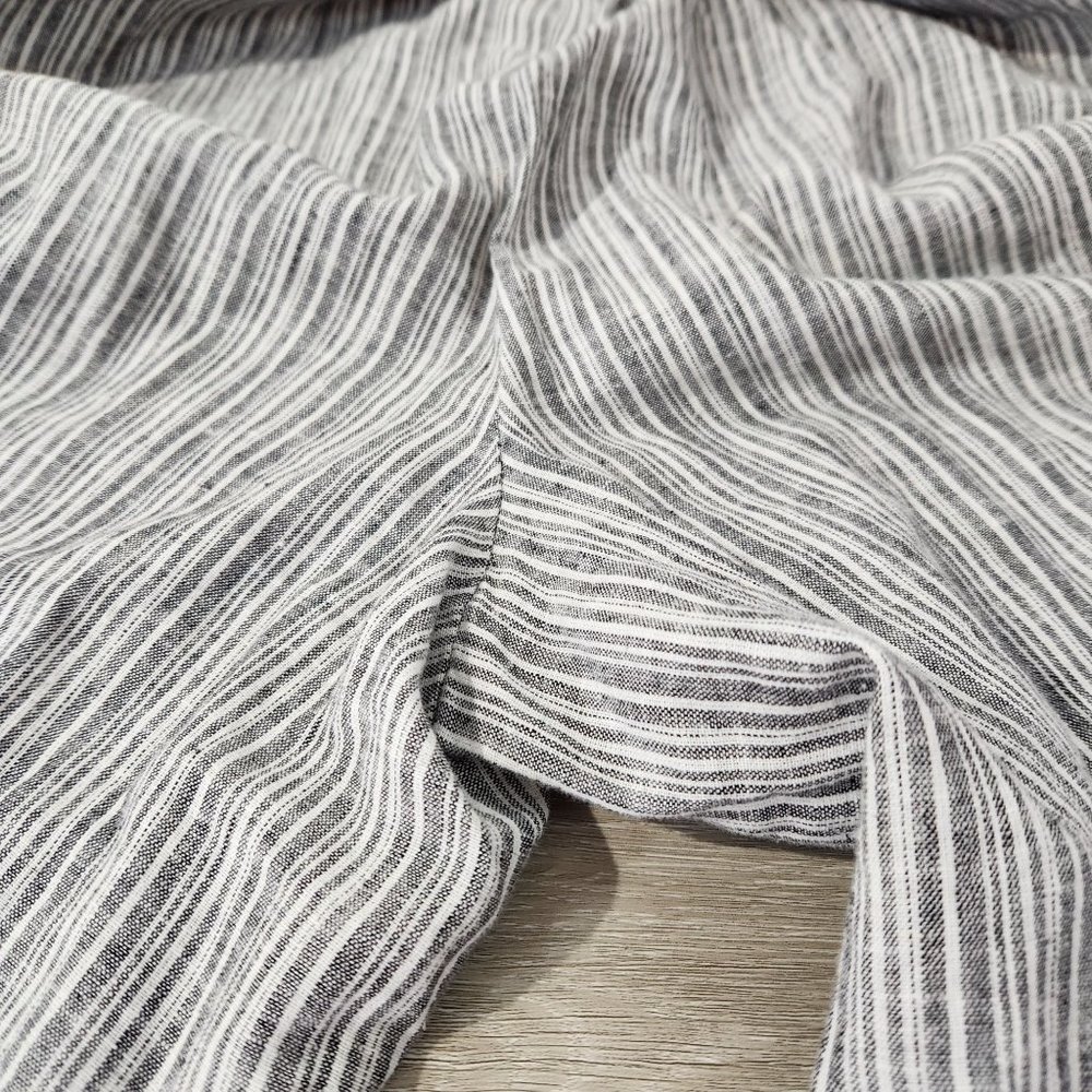 1. State Linen (sz 12) Blend Wide Leg V Neck Grey Striped High Waist Jumpsuit - Picture 9 of 12